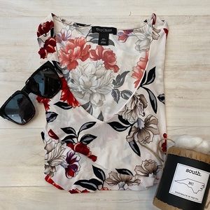 [White House Black Market] Floral Ruffled Tank Top
